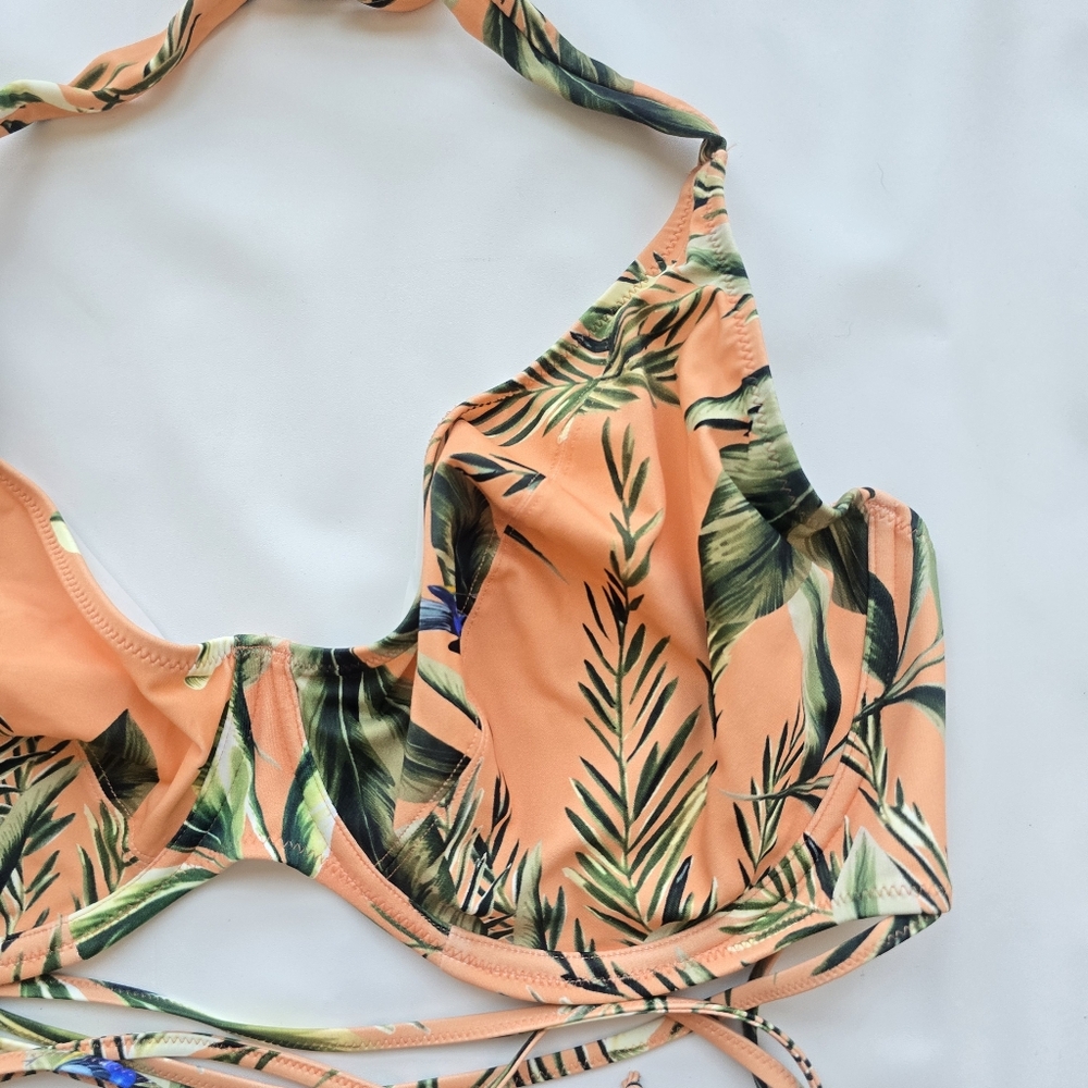 Freya Tropical Print Halter Bikini Top Birds In Paradise Full Figure Bust 34K - Picture 6 of 12